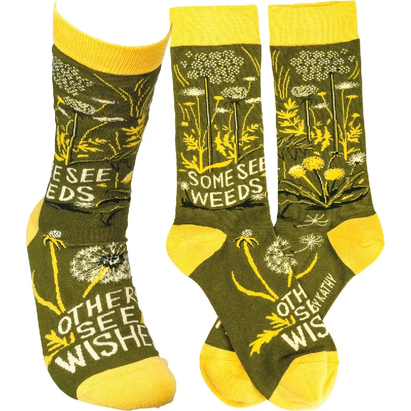 cozy socks with fleece-Some See Weeds, Some See Wishes Sock