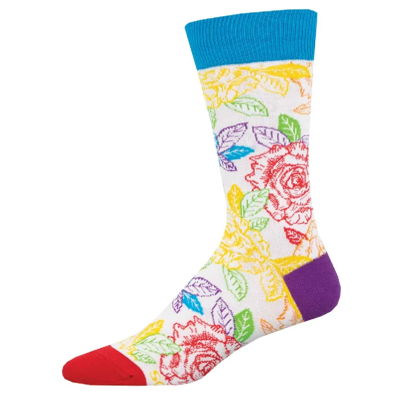 fine socks with threads-Gay Roses - Cotton Crew L/XL