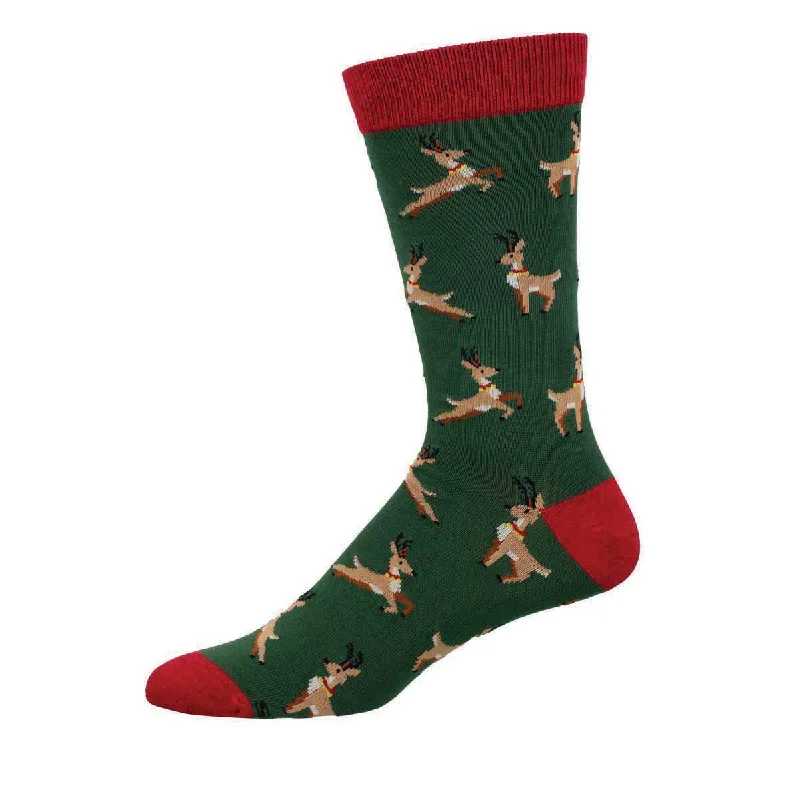 quirky socks with faces-Leaping Reindeer - Bamboo