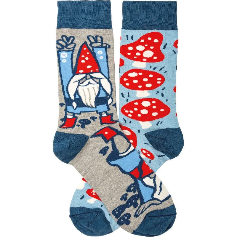 maroon socks with berries-Socks - Gnomes & Mushrooms