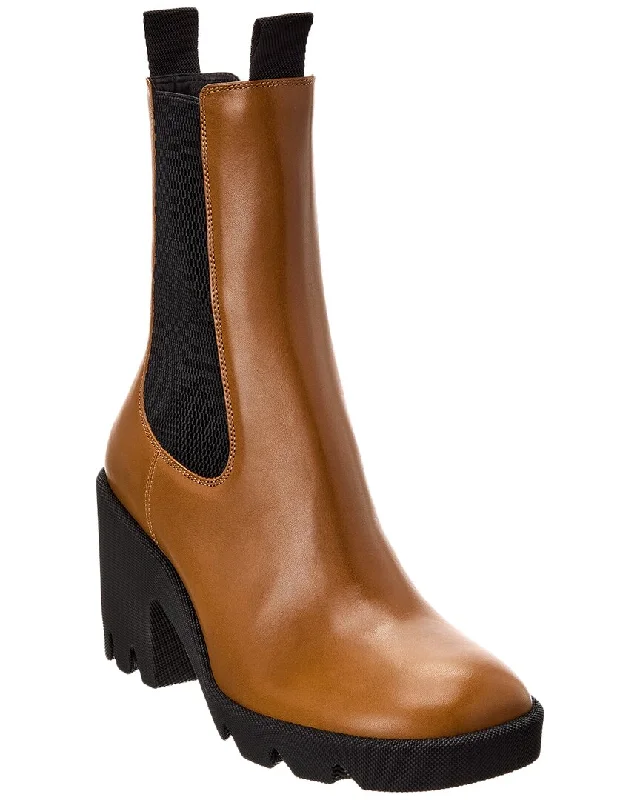 women's terracotta platform heels-Burberry Leather Bootie