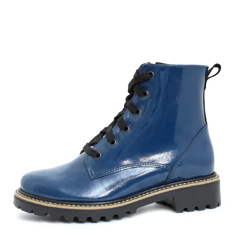 women's waterproof trail boots-Women's Nina Booties In Navy Patent