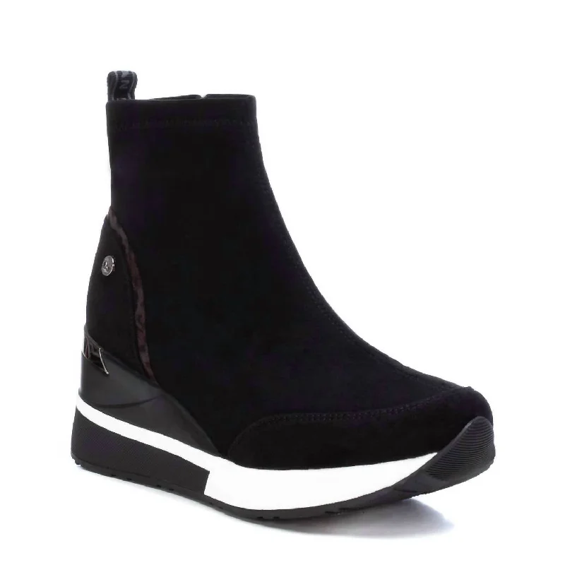 women's hemp-made boots-Women's Wedge Ankle Booties In Black