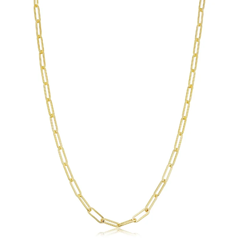 14k Solid Yellow Gold Filled 2.5 mm Paper Clip Capsule Link Chain Necklace for Women