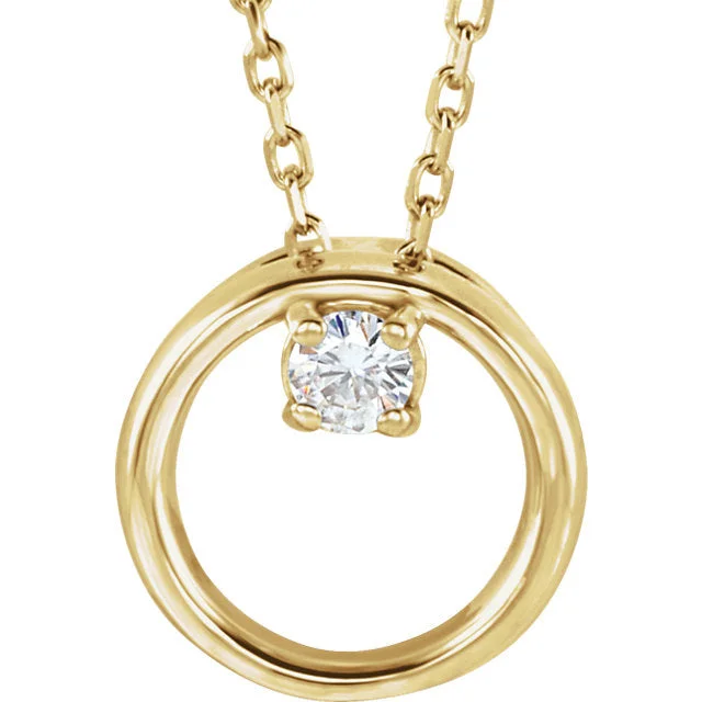 14k Gold Forever One™ Moissanite Circle Pendant 18" Necklace