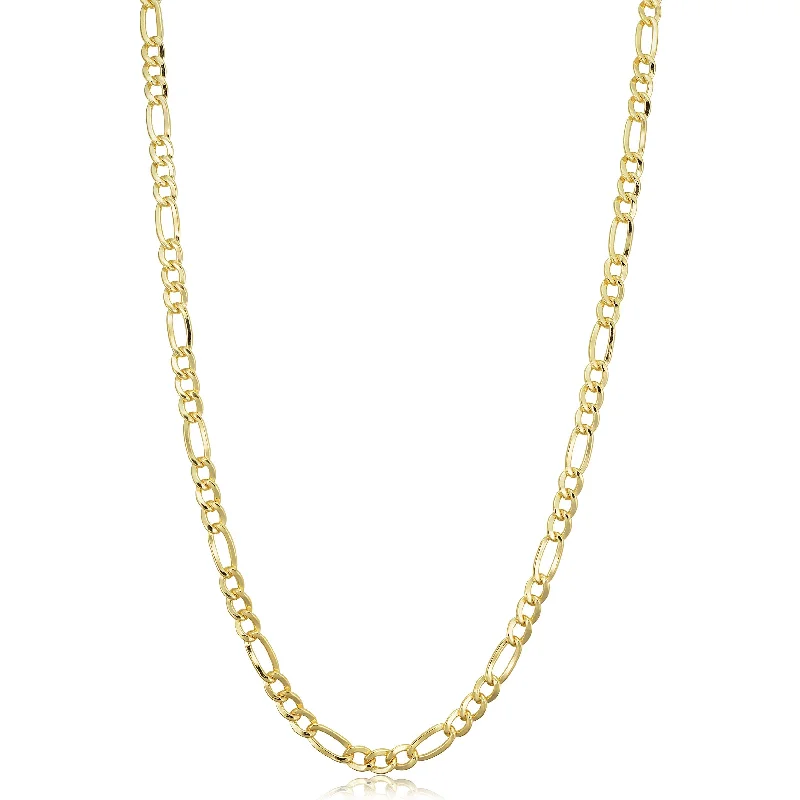 silver tribal pendants-14k Yellow Gold-filled Solid Figaro Link Chain Necklace