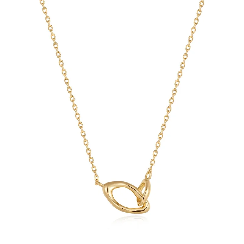 14K Yellow Gold Plated Wave Link Necklace by Ania Haie