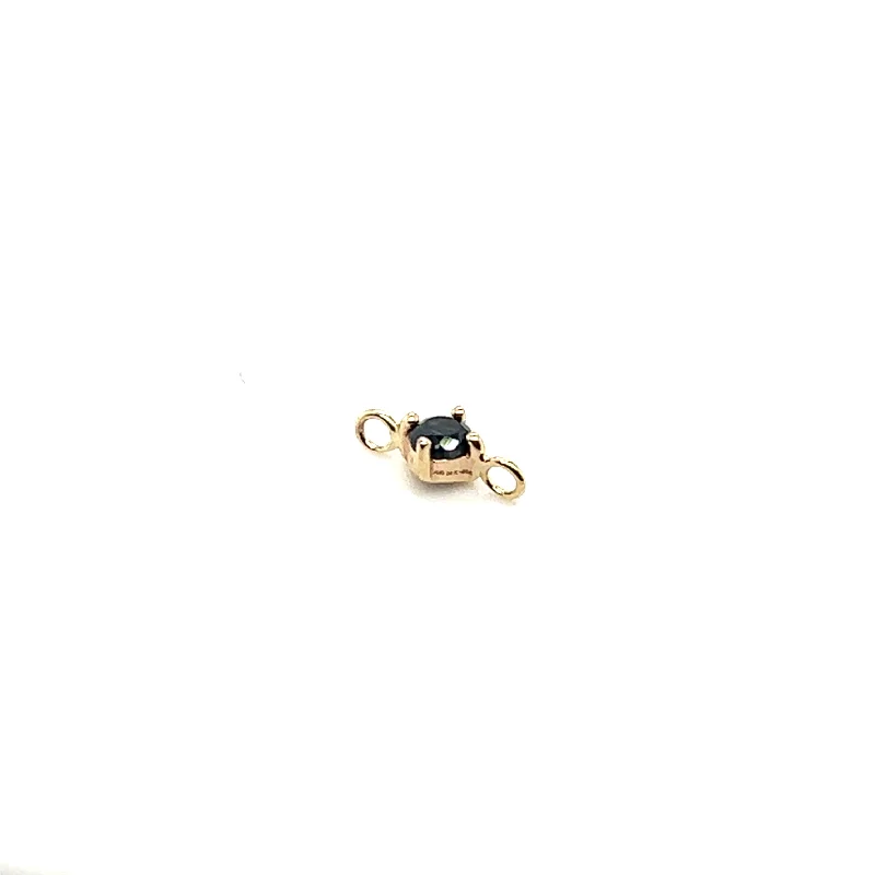 14K Yellow Gold Round Blue Sapphire Solitaire Double Bail Charm by Aurelie Gi