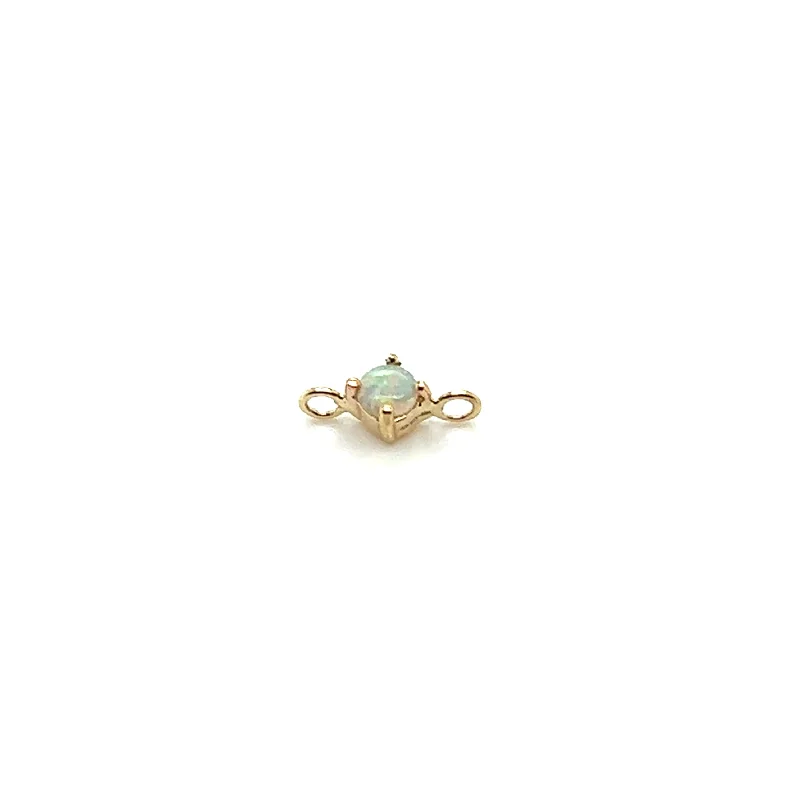 14K Yellow Gold Round Opal Solitaire Double Bail Charm by Aurelie Gi