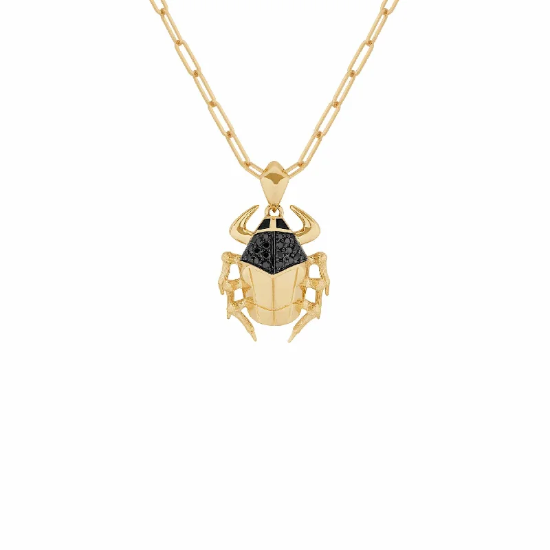 Spinel and Black Diamond Jitterbug Toro Beetle Pendant