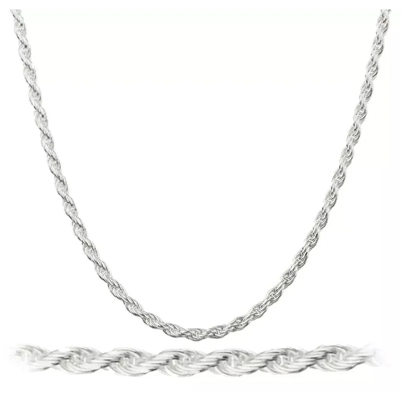 925 Sterling Silver 2MM Diamond Cut Rope Chain Necklace 16"-30"