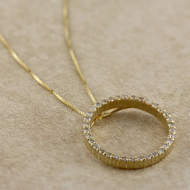 Auriya 0.15 to 1 1/2ctw Diamond Circle Necklace 14k Yellow Gold (H-I, SI1-SI2)