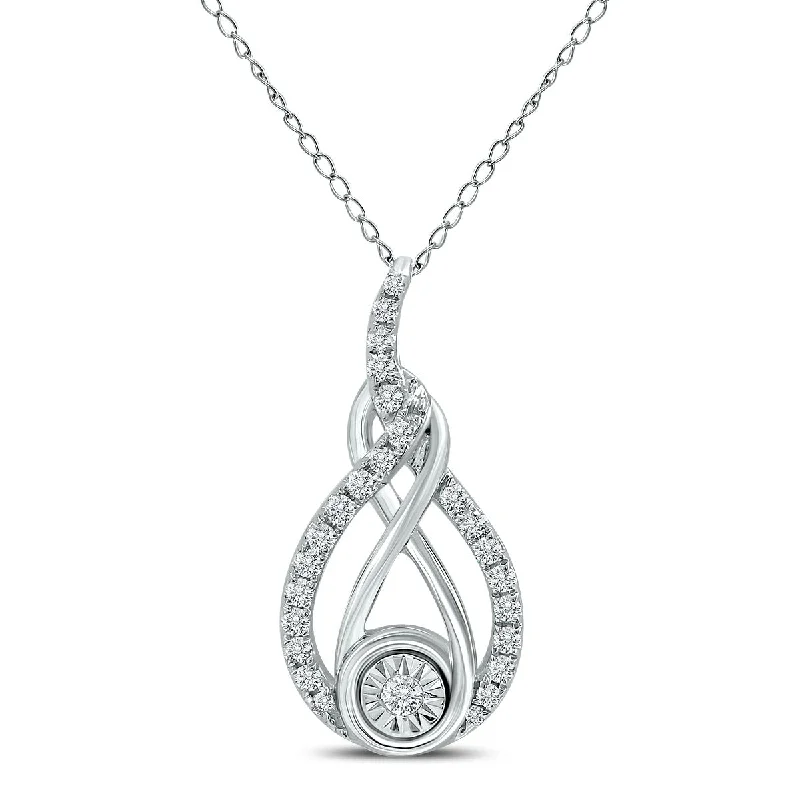 silver vine choker pendants-Marquee 1/2 CTW Twisted Diamond Infinity Drop Pendant in 14K White Gold