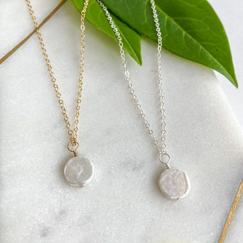 luxury tin stud earrings-Mini Island Coin Necklace