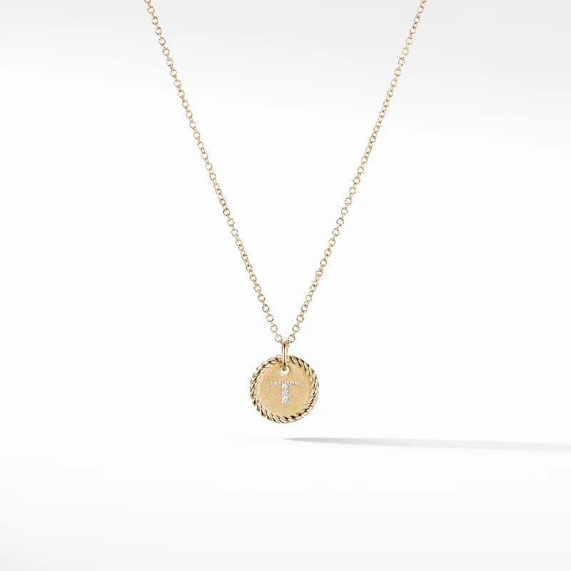 Initial "T" Pendant with Diamonds