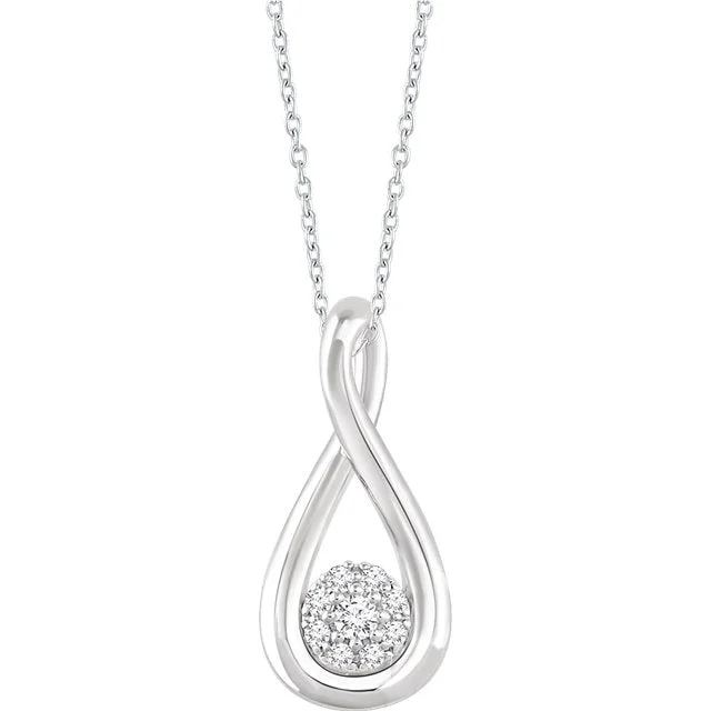 Sterling Silver 1/10 CTW Diamond Freeform Infinity 16-18" Necklace