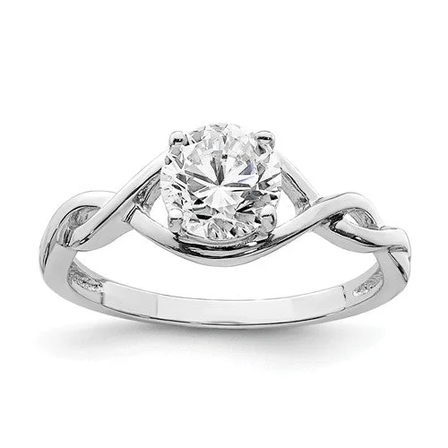 Sterling Silver 6.5mm Round CZ Twisted Promise Ring