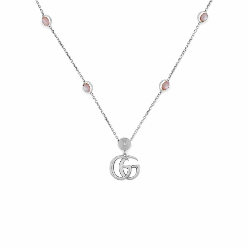 Double G Necklace with Pink Mother of Pearl Stations