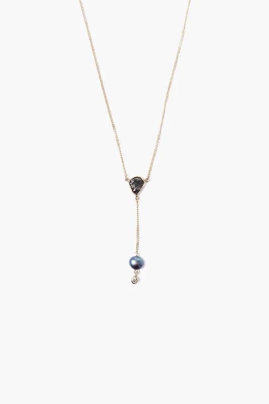 initial gold wave chokers-14k Sloane Lariat Necklace Peacock Pearl