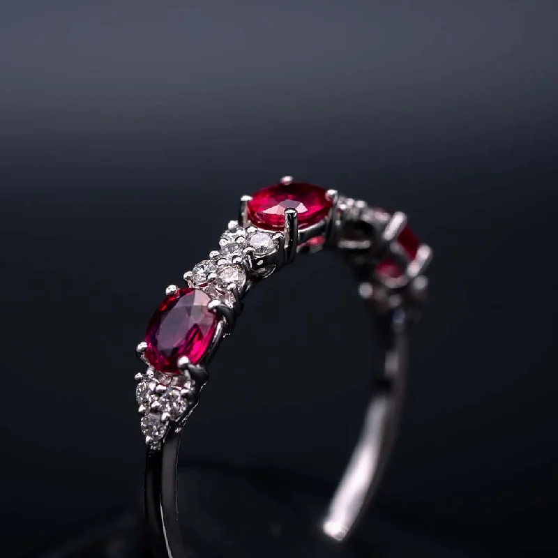 luxury tourmaline earrings-14k White Gold Ruby and Diamond Ring