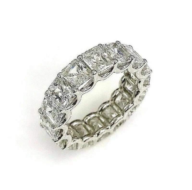 engraved silver knot bracelets-8.22 Carats Radiant Cut Diamond U Prong Eternity Band Ring Platinum F - G VS