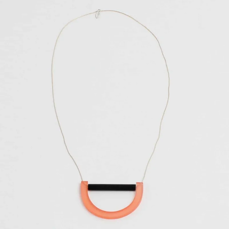 geometric azurite pendants-Blush Crescent Hallie Necklace