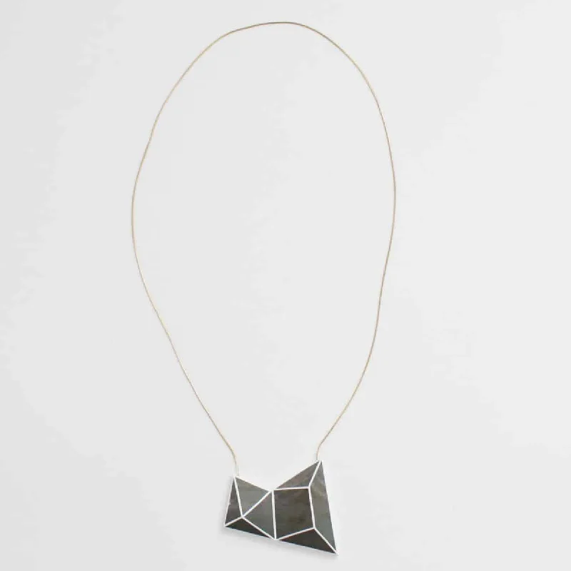 custom aquamarine pendants-Geometric Cadence Necklace Grey