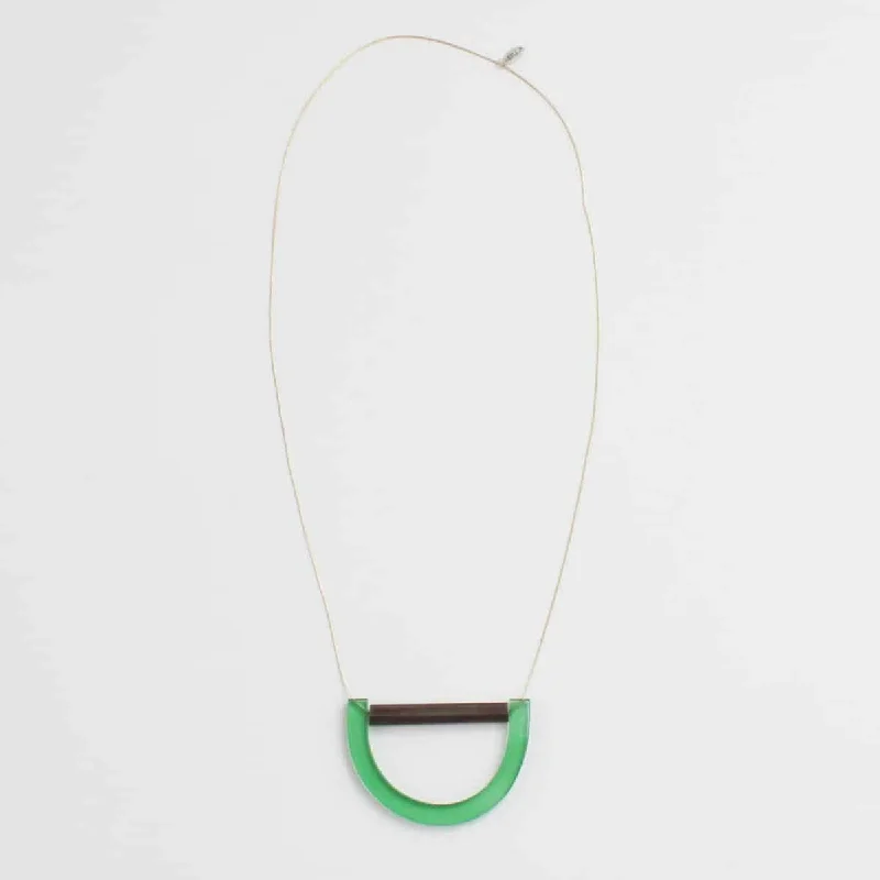 resin topaz necklaces-Green Crescent Hallie Necklace