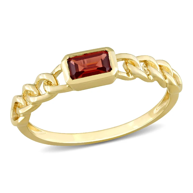 initial gold star drop chokers-Miadora 1/3ct TGW Baguette Garnet Link Ring in 14k Yellow Gold