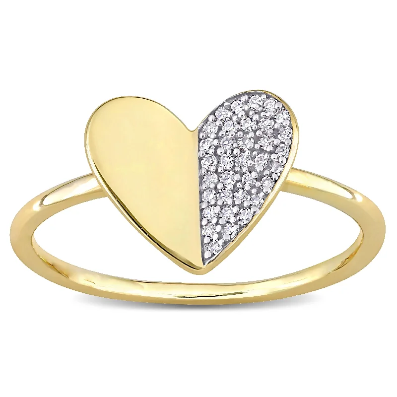 rainbow sunstone earrings-Miadora 10k Yellow Gold 1/10ct TDW Diamond Clustered Heart Ring