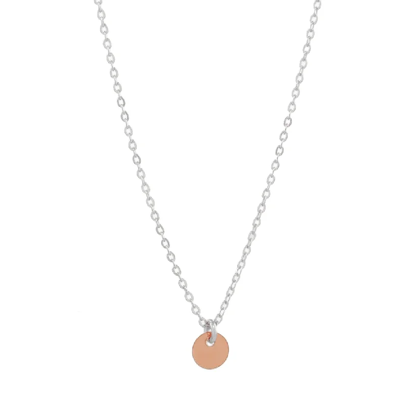 Rosegold Disc l Silver Chain