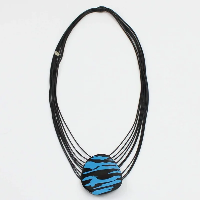 engraved gold knot chokers-Sydney Pendant Necklace Blue