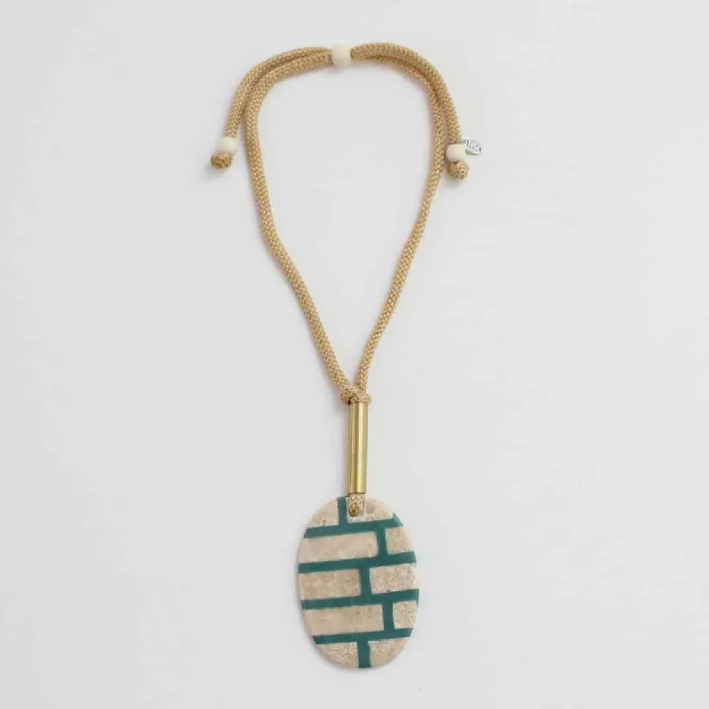 initial gold wave necklaces-Teal Brick Lucia Necklace