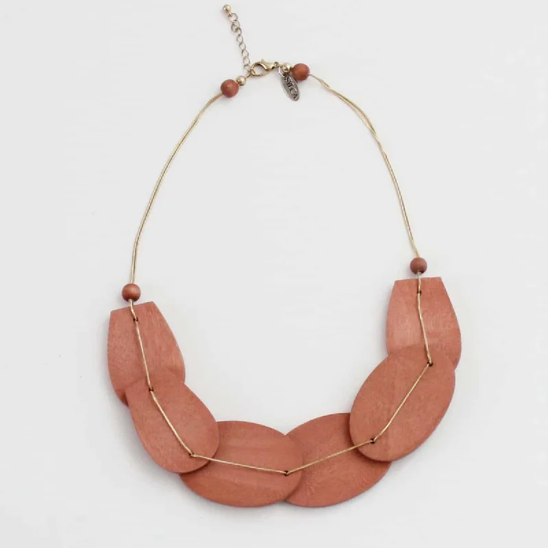 gold knot drop earrings-Wooden Grace Necklace Blush