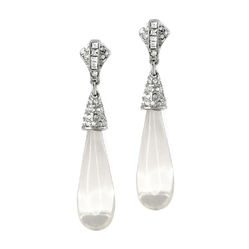 tribal kunzite pendants-Clear Art Deco Earrings