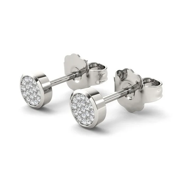 geometric onyx stud earrings-De Couer 10k White Gold 1/10ct Diamond Pave Stud Earrings