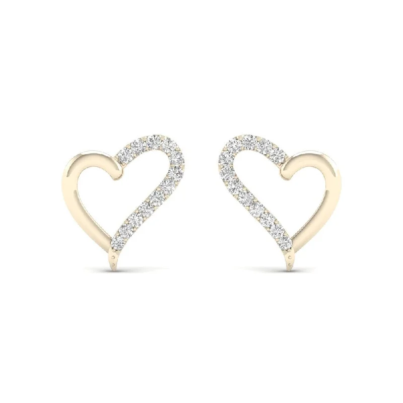 rainbow sunstone earrings-De Couer 10k Yellow Gold 1/10ct TDW Diamond Heart Stud Earrings