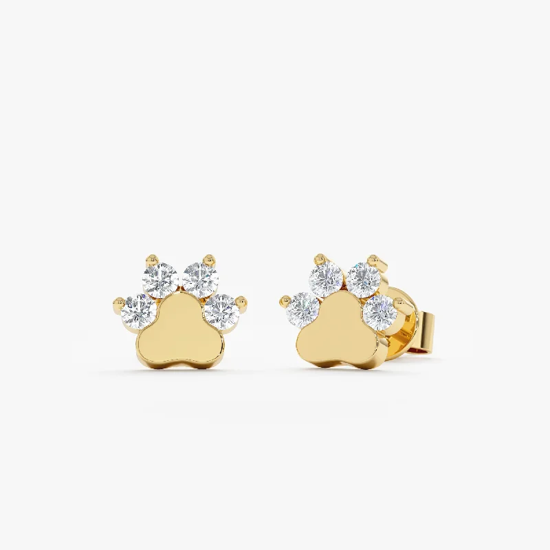 delicate spinel stud pendants-Puppy Paw Diamond Studs, Rory