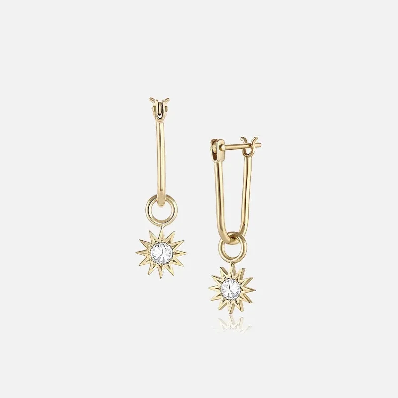 initial gold knot drop earrings-Inverted Diamond Spur Earring