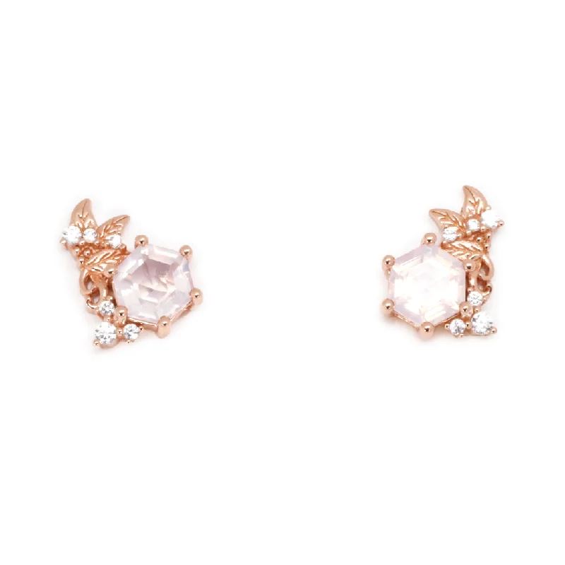 rose quartz spiral stud earrings-Kinsley studs