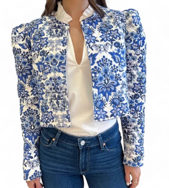 women’s single-breasted vests-Clare Jacket In Royal Print