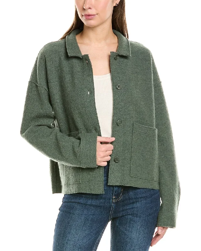 women’s cashmere pullovers-EILEEN FISHER Classic Collar Wool Jacket