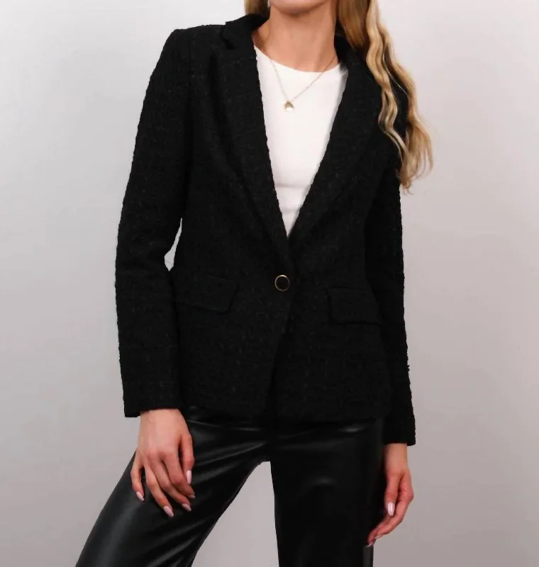 women’s tweed vests-Georgia Tweed Jacket In Black