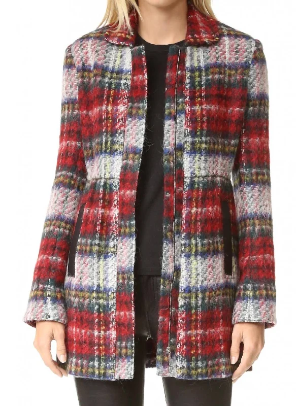 women’s quilted jackets-Martine Zip-Front Coat In Multi