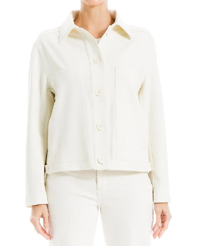 women’s pilates tops-Max Studio Cropped Boyfriend Shirt