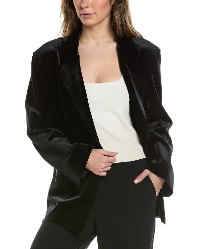 ladies tie-front blouses-Norma Kamali Single-Breasted Straight Fit Jacket