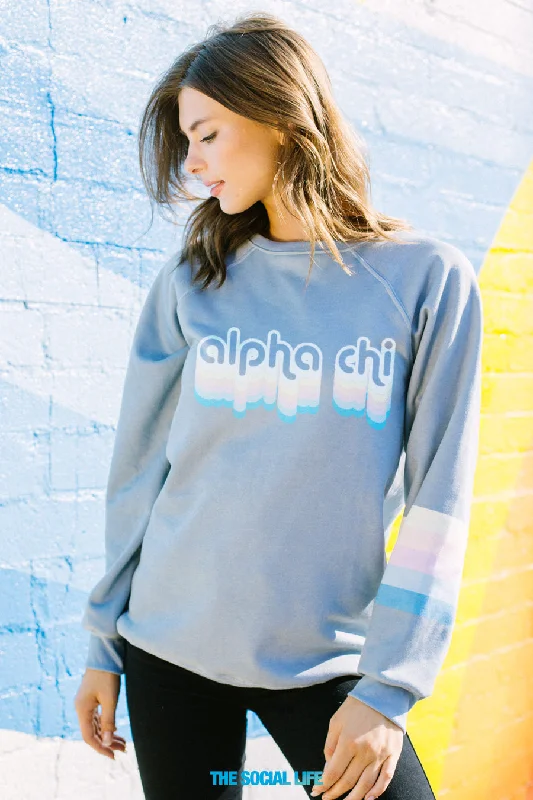 women’s balloon-sleeve sweaters-Alpha Chi Omega Dreamer Raglan Crewneck