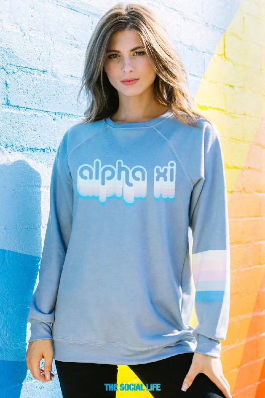 female flared sundresses-Alpha Xi Delta Dreamer Raglan Crewneck