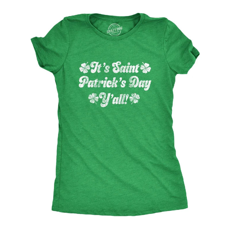 women’s yoga tanks-Womens Its Saint Patricks Day Yall T shirt Funny St Patrick Parade Green Cute