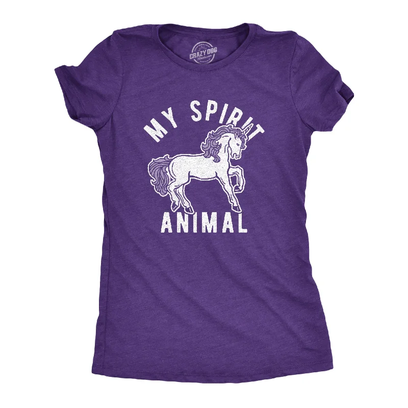 female swim cover-ups-Womens My Spirit Animal: Unicorn Tshirt Funny Mythical Horse Sarcastic Graphic Novelty Tee